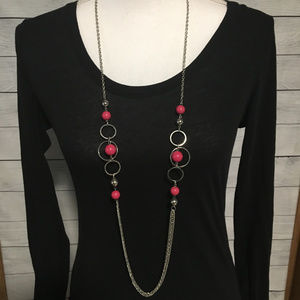 Vintage Paparazzi Pink and Silver Hoop Necklace